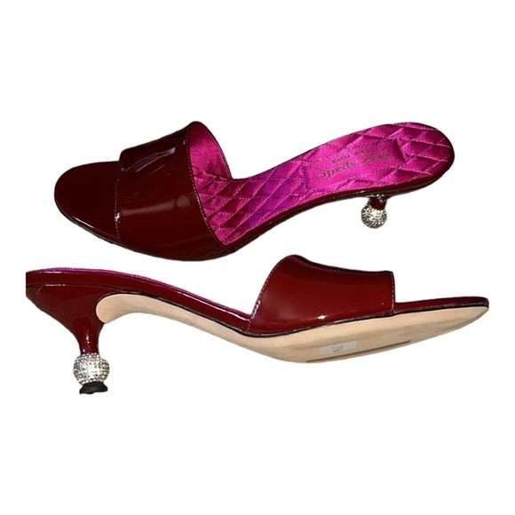 NWOB, Kate Spade Dorset Dress slides w/Rhinestone heel, RT$200 Color:Red Wine - Picture 8 of 10